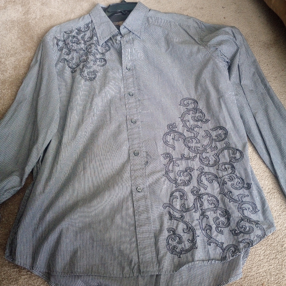 Pronto Uomo Gray Casual Stitched Accent Man Shirt with Embroidery